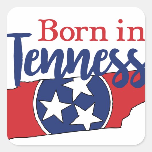 Geboren in Toennessee State Symbols Volunteer Stat Vierkante Sticker (Voorkant)