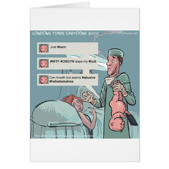 Geboren in Tweet Funny Cartoon (Voorkant)