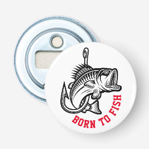 Geboren in vis button flesopener