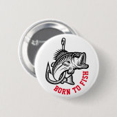 Geboren in vis ronde button 5,7 cm (Voorkant /achterkant)