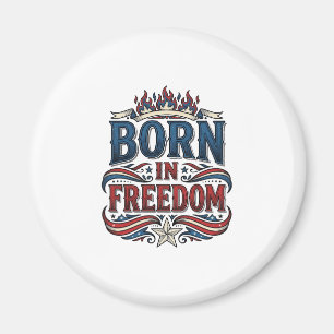Geboren in vrijheid Patriottische vintage vector T Magneet