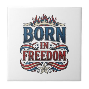 Geboren in vrijheid patriottische vintage vector T Tegeltje