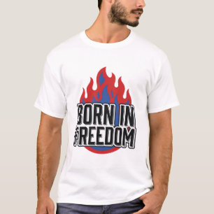 Geboren in vrijheidsvlam vintage graveer shirt Des
