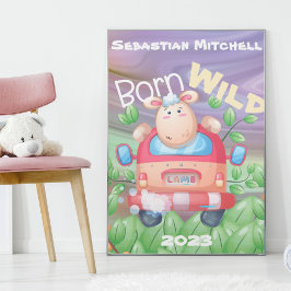 Geboren in Wild Kinder Room Poster met naam en jaa