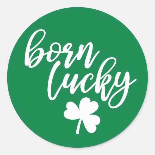 Geboren Lucky met Shamrock - Groene Sticker (Voorkant)