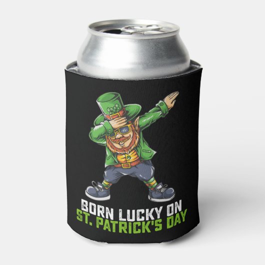 Geboren Lucky op St Patrick's Day Dabbing Verjaard Blikjeskoeler (Blikje Voorkant)