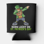 Geboren Lucky op St Patrick's Day Dabbing Verjaard Blikjeskoeler (Voorkant)