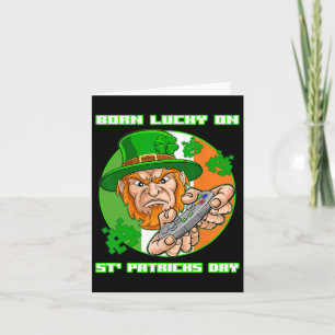 Geboren Lucky op St Patrick's Day Video Gamer Game Kaart