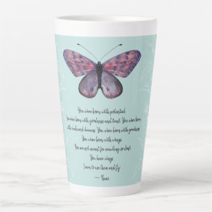 Geboren met de Rumi Quote Butterfly Latte Mok