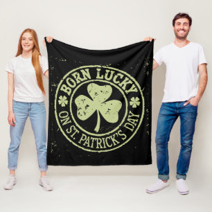 Geboren met geluk op St. Patrick's Day Ierse verja Fleece Deken