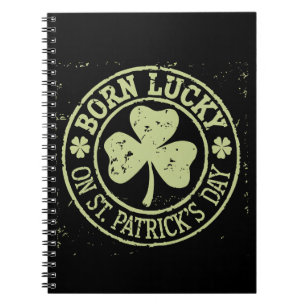Geboren met geluk op St. Patrick's Day Ierse verja Notitieboek