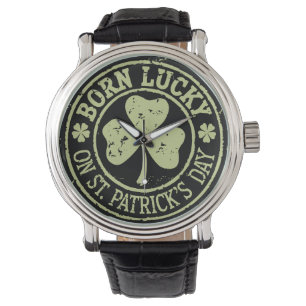 Geboren met geluk op St Patrick's Day Ierse verjaa Horloge