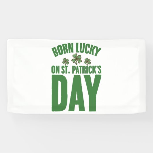 Geboren met geluk op St Patrick's Day Ierse verjaa Spandoek (Horizontaal)