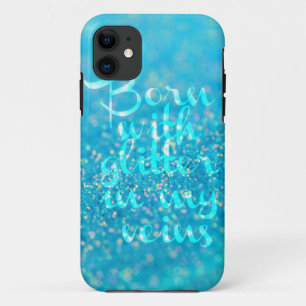 Geboren met Glitters in mijn Aderen (Blauw) iPhone 11 Hoesje