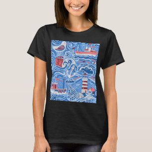 Geboren met vissen Gedwongen naar school Grappige T-shirt