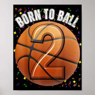 Geboren naar basketbal 2e verjaardag twee meisjes poster