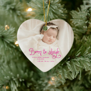 Geboren om babyfoto Geboorte Stats Kerstmis te sle Keramisch Ornament