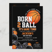 Geboren om bal 2e verjaardag basketbal uitnodiging (Voorkant / Achterkant)