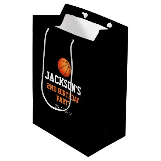 Geboren om bal basketbal thema kinderen verjaardag medium cadeauzakje (Voorkant Gekanteld)