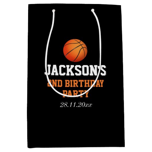 Geboren om bal basketbal thema kinderen verjaardag medium cadeauzakje (Voorkant)