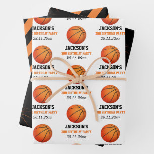 Geboren om bal basketbal thema verjaardag inpakpapier vel