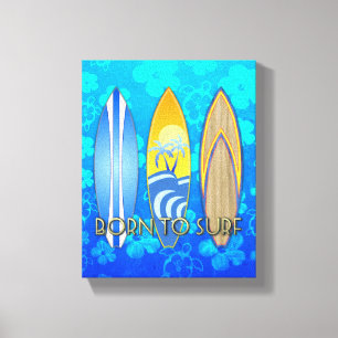 Geboren om Blauwe Honu te surf Canvas Afdruk