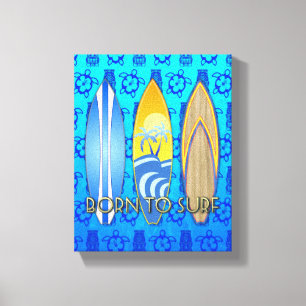Geboren om Blauwe Tiki te surf Canvas Afdruk