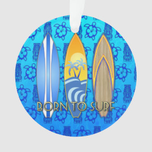 Geboren om Blauwe Tiki te surf Ornament