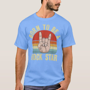 Geboren om een rockster te zijn Retro rockmuziek H T-shirt