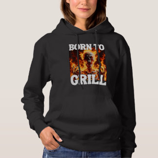 Geboren om grappige Cringe Hard Skeleton Meme Flam Hoodie