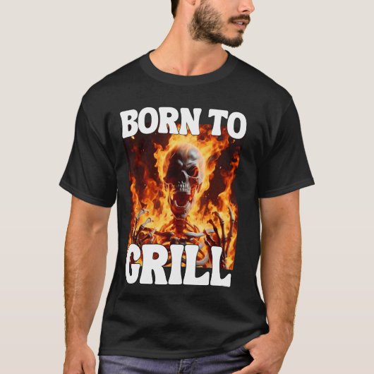 Geboren om grappige Cringe Hard Skeleton Meme Flam T-shirt (Voorkant)