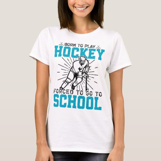 Geboren om hockey te spelen Kleurrijke Verjaardag T-shirt (Voorkant)