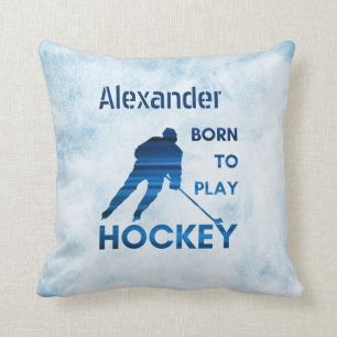 Geboren om hockey te spelen Pillow blauwe lijnen Kussen