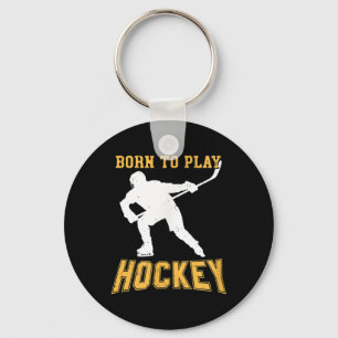 Geboren om hockeyspeler cadeau veldhockey ijshocke sleutelhanger