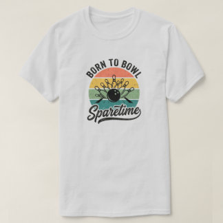 Geboren om Retro Vintage Bowling Zonsondergang Gra T-shirt