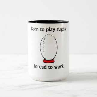 Geboren om Rugby te spelen gedwongen te werken Tweekleurige Koffiemok