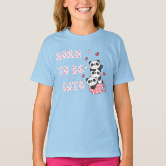 Geboren om Schattig te Zijn – Aardige Pandastapel T-shirt