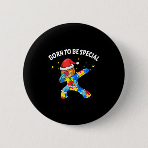 Geboren om speciaal te zijn Dabbing peperkoek man Ronde Button 5,7 Cm