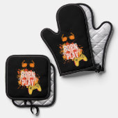 geboren om spelletjes te spelen ovenwant & pannenlap set (Voorkant / Achterkant)