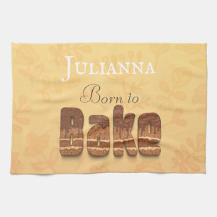 Geboren om te bakken koken typografie humor theedoek