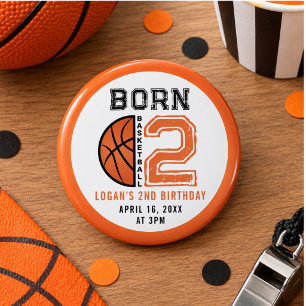 Geboren om te Basketballen Basketbal 2e Verjaardag Ronde Button 3,2 Cm