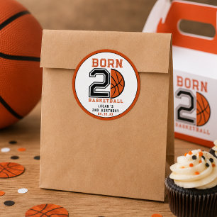 Geboren om te basketballen Basketbal 2e verjaardag Ronde Sticker