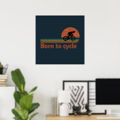 Geboren om te fietsen - MTB Mountainbiken Grappig Poster (Thuiskantoor)
