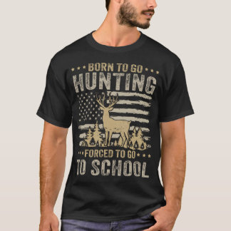 Geboren om te gaan jagen, gedwongen om naar school t-shirt