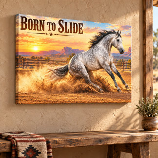 Geboren om te glijden Dapple Gray Quarter Horse bi Canvas Afdruk