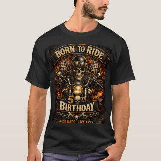 Geboren om te rijden 50e verjaardag Biker Skull T-shirt
