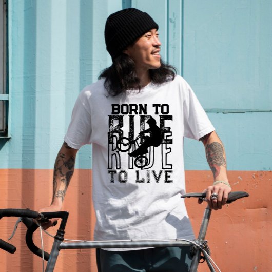 GEBOREN OM TE RIJDEN NAAR LIVE Fietsfiets grunge w T-shirt