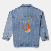 Geboren om te rijden Paarden Sinaasappel Hoefijzer Denim Jacket (Achterkant)