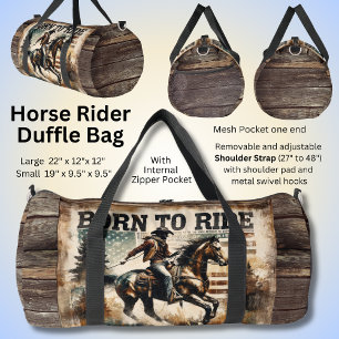 Geboren om te rijden Poster Horse Rider Brown Plunjezak