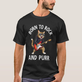 Geboren om te rocken en te spinnen, grappige kat,  t-shirt